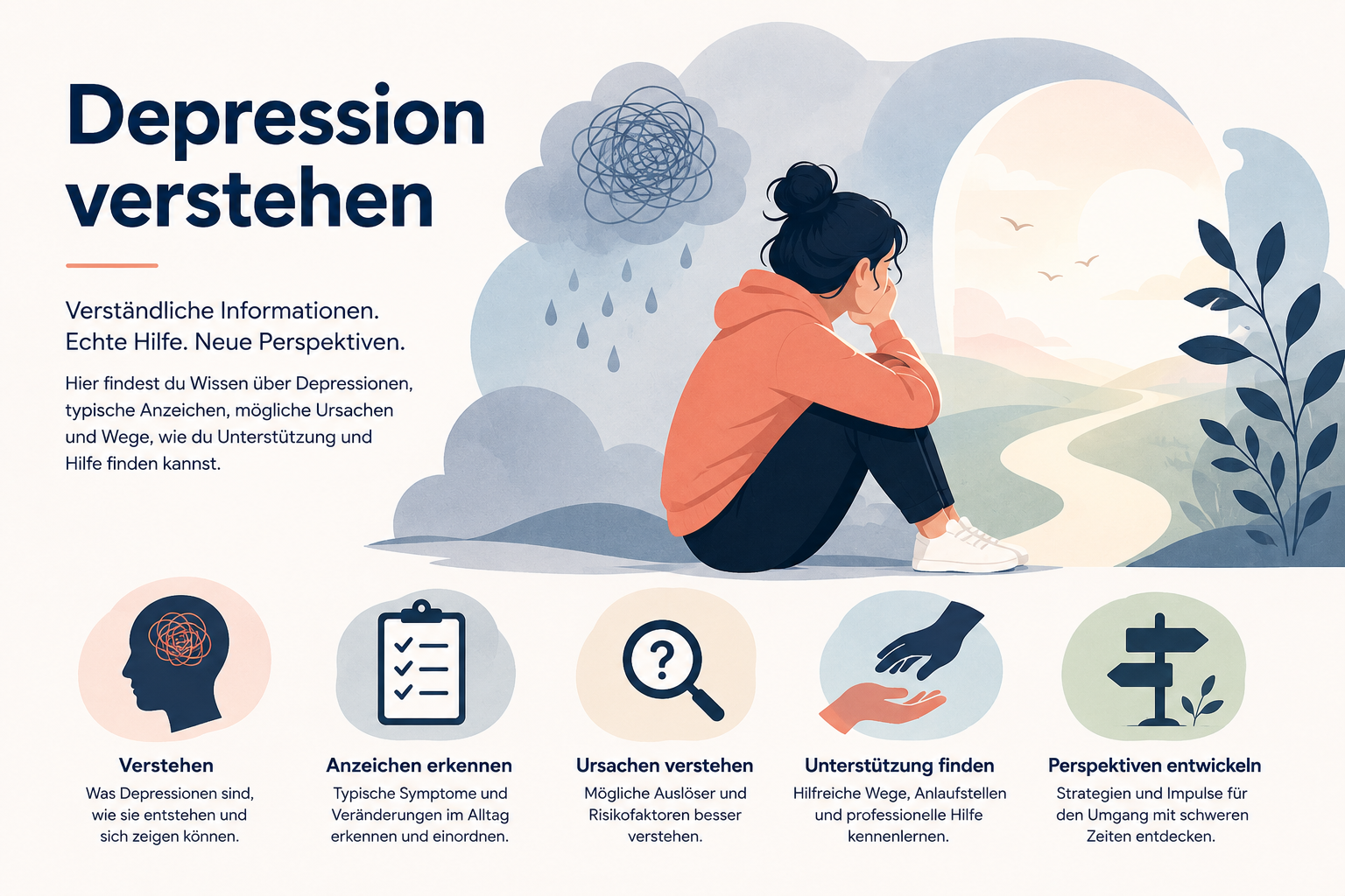 depression-verstehen-anzeichen-hilfe.png Depression verstehen: Anzeichen erkennen, Ursachen einordnen, Unterstützung finden und neue Perspektiven entwickeln.